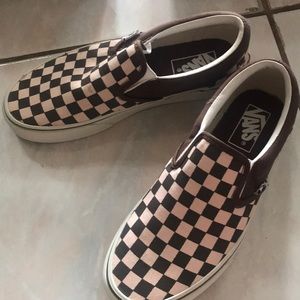 Vans classic slip-on pink brown checkerboard 7.5